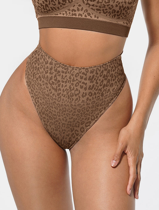 Braguita de talle alto con control de abdomen y estampado de leopardo