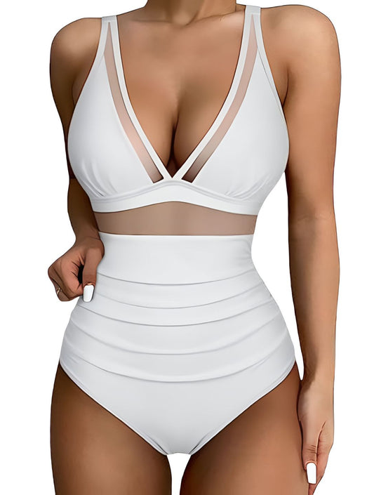 Traje Escultor con Escote en V y Malla