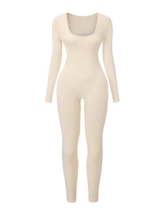 Mono de punto acanalado con escote cuadrado