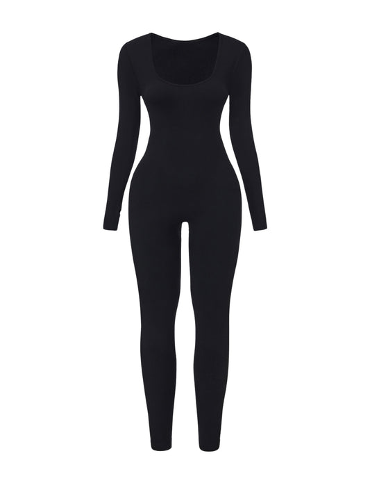 Mono de punto acanalado con escote cuadrado