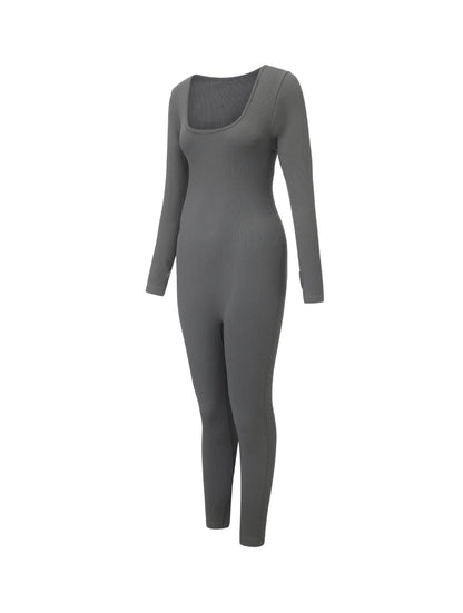 Mono de punto acanalado con escote cuadrado