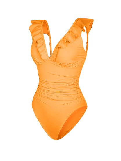 Traje de Baño Moldeador con Volantes y Escote en V