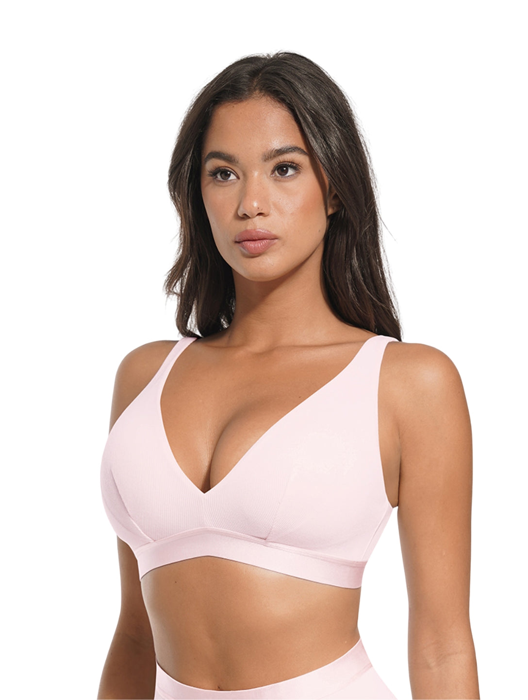 Bralette acanalado con escote en V profundo