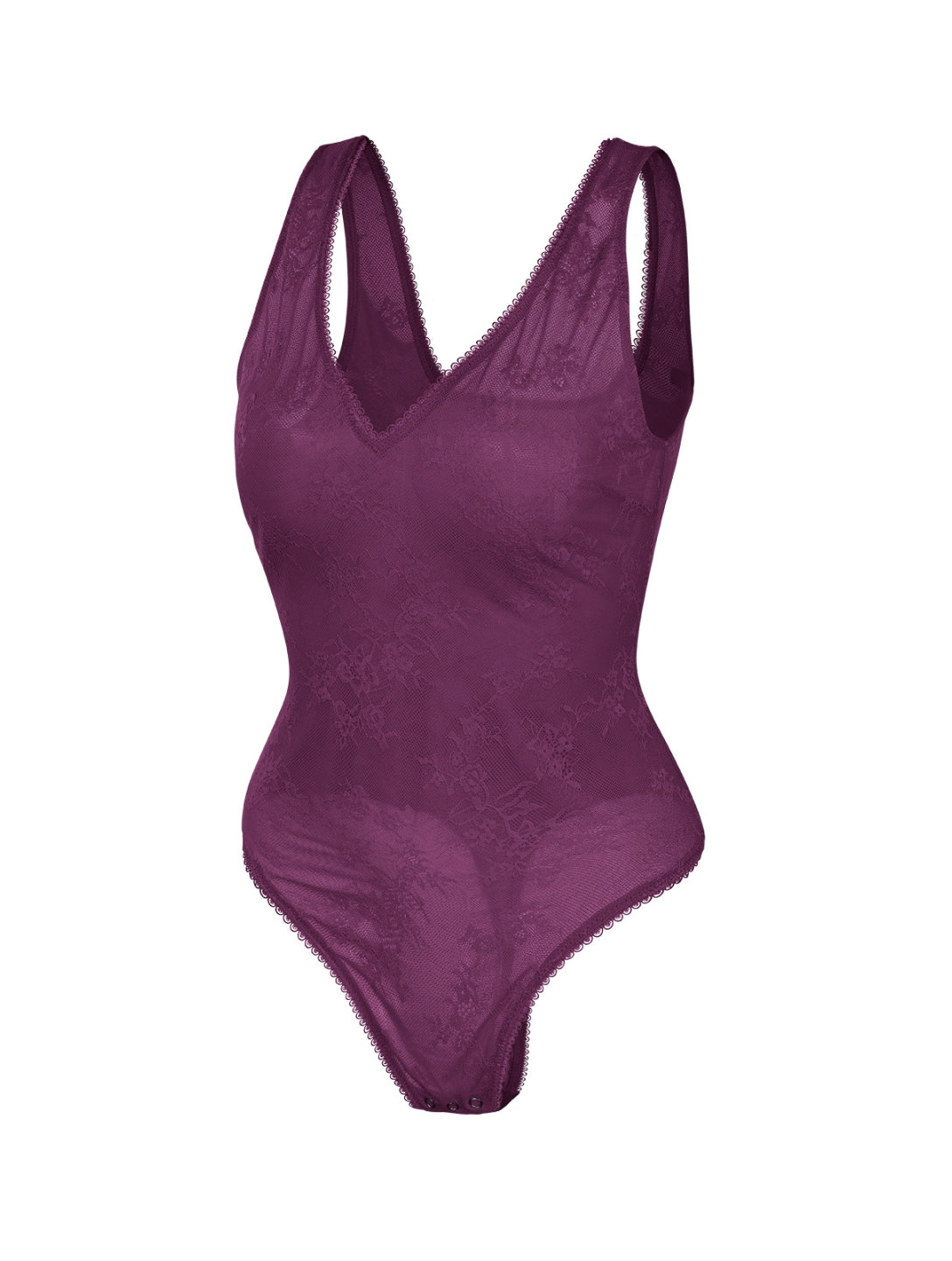 Body de tanga con escote en V y encaje