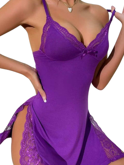 Vestido de dormir con abertura y encaje