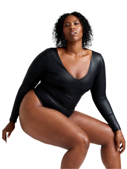 Body de Manga Larga Efecto Cuero