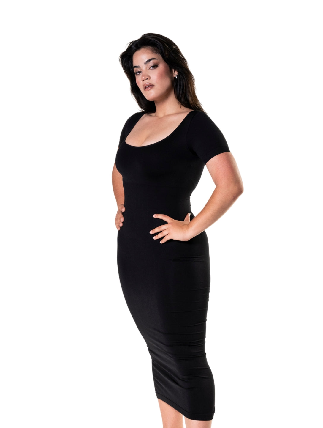 Body vestido con Shapewear Midi Slit de manga corta