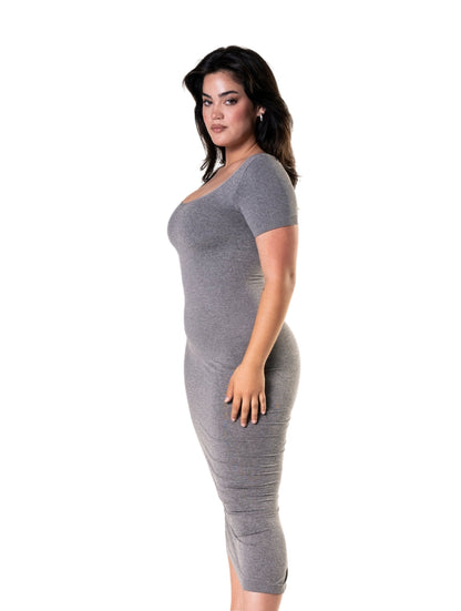 Body vestido con Shapewear Midi Slit de manga corta